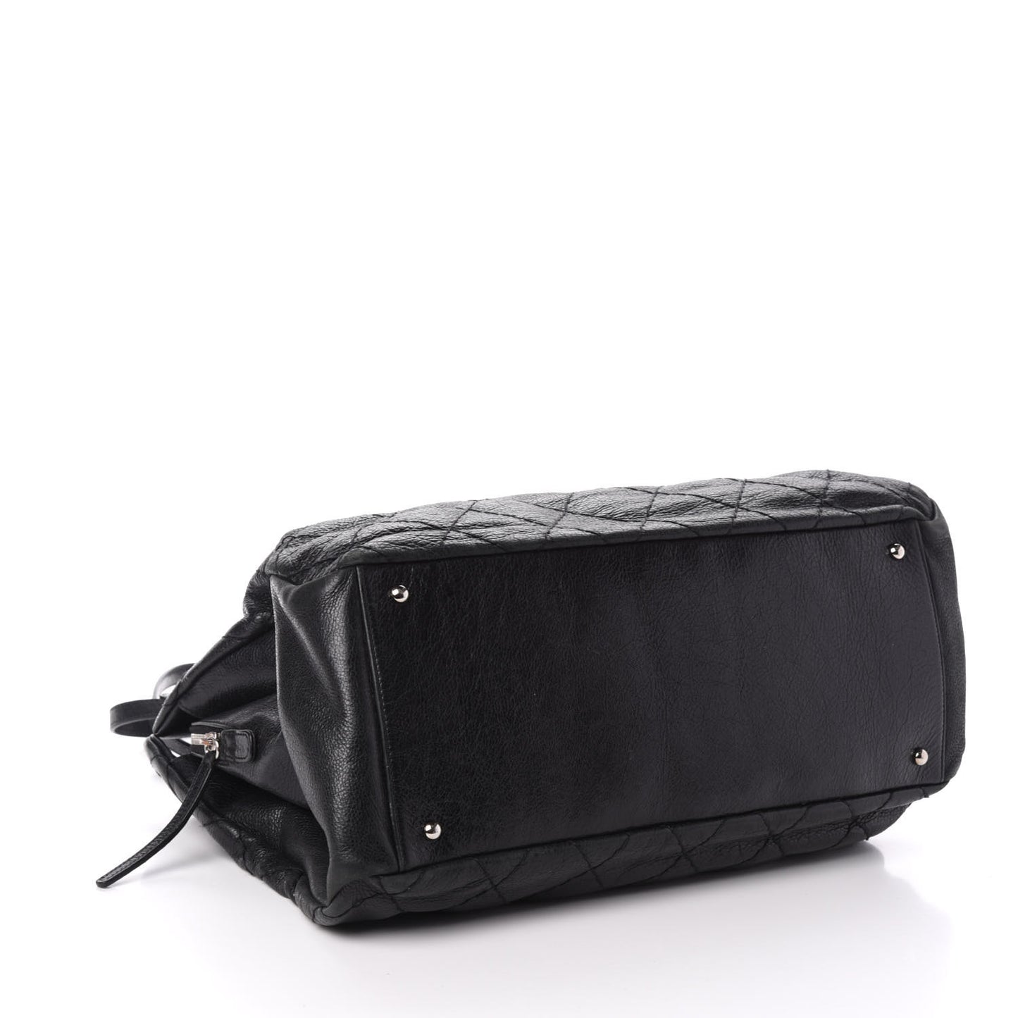 Glazed Calfskin Diamond Stitched XL On The Road Zip Tote Black