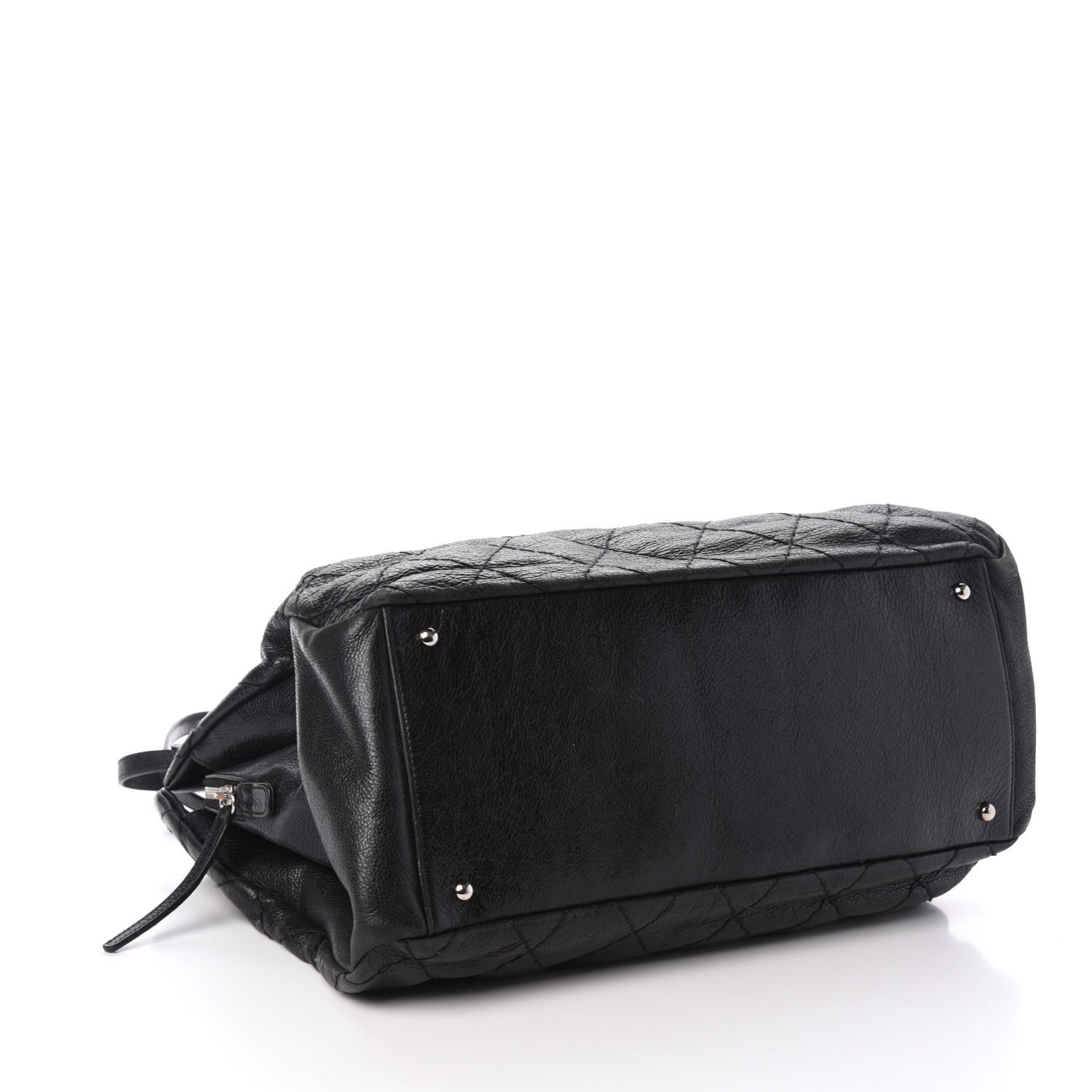 Chanel Glazed Calfskin Diamond Stitched XL On The Road Zip Tote Black 4 of 13