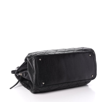 Chanel Glazed Calfskin Diamond Stitched XL On The Road Zip Tote Black 4 of 13