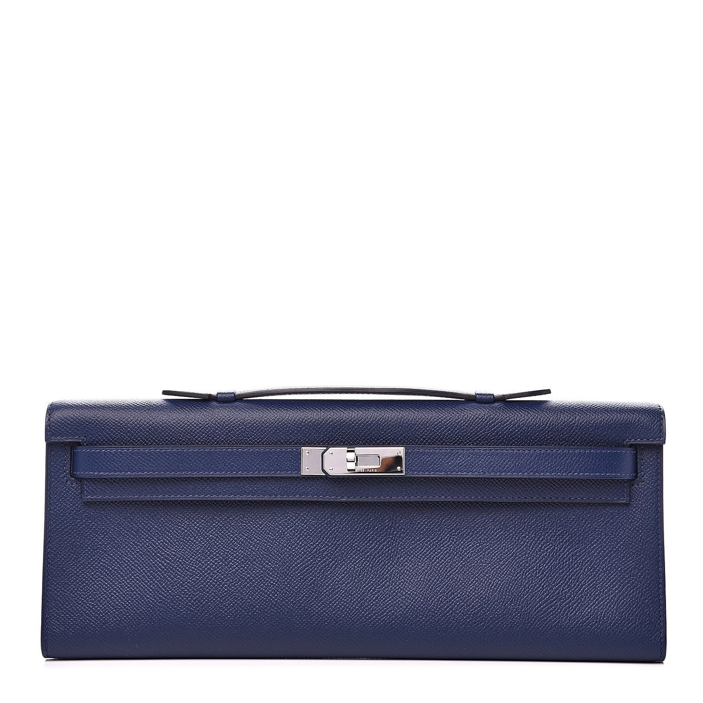 Epsom Kelly Cut Clutch Pochette Bleu Saphir