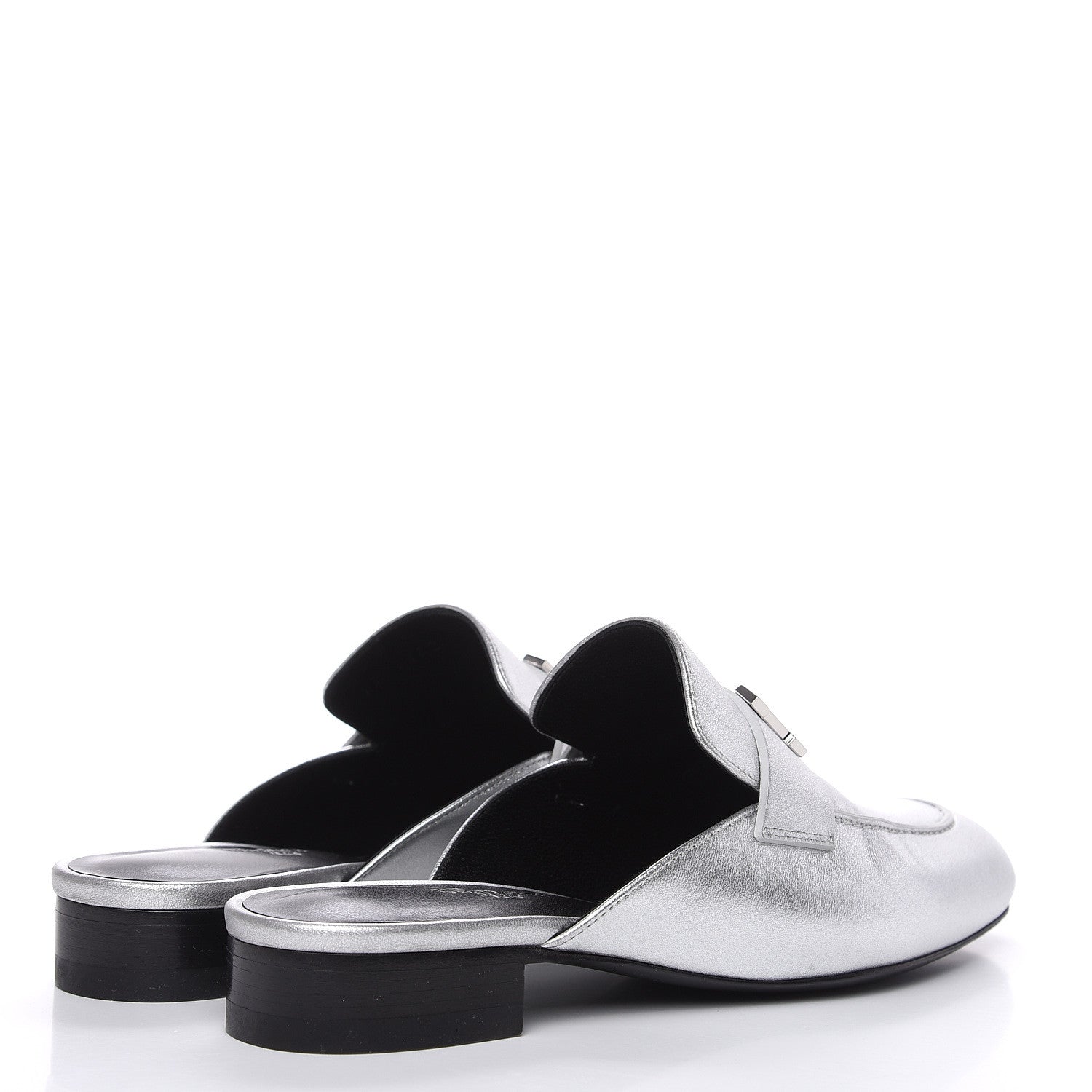 Hermes Metallic Nappa Trocadero Mule 37 Gris Argento 4 of 9