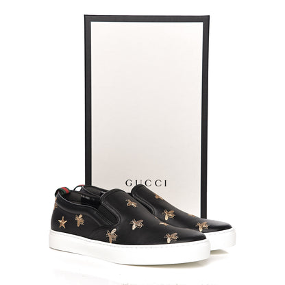 Gucci Calfskin Miro Soft Bee Star Embroidered Mens Dublin Slip On Sneakers 6.5 Black 11 of 11