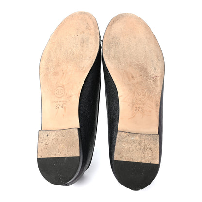 Chanel Iridescent Grained Calfskin Cap Toe Ballerina Flats 37.5 Black 5 of 8