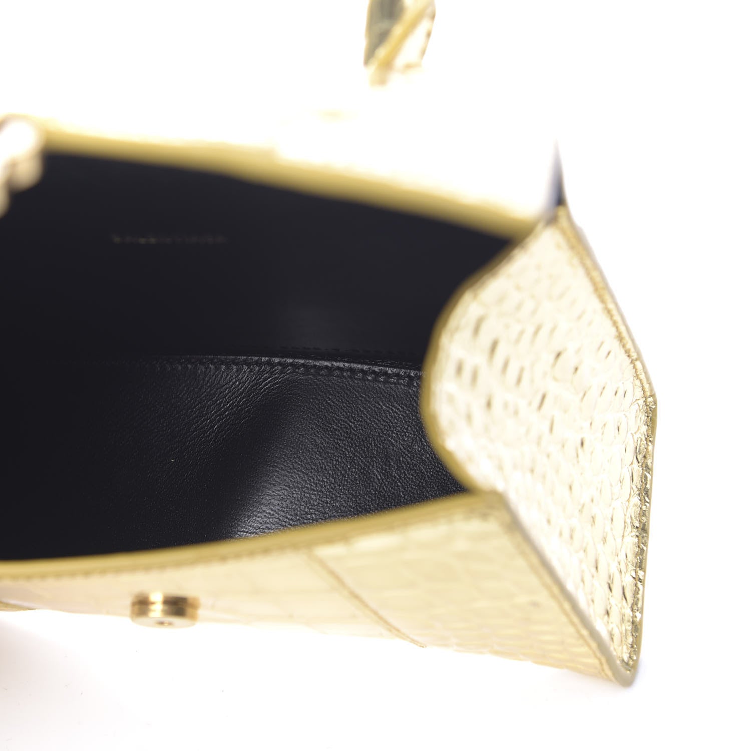 Balenciaga Metallic Calfskin Crocodile Embossed Hourglass Top Handle Bag XS Gold 5 of 11