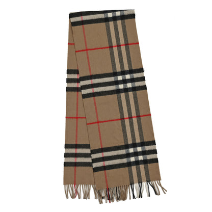 Burberry Cashmere Giant Check Fringe Scarf Camel 2 of 3