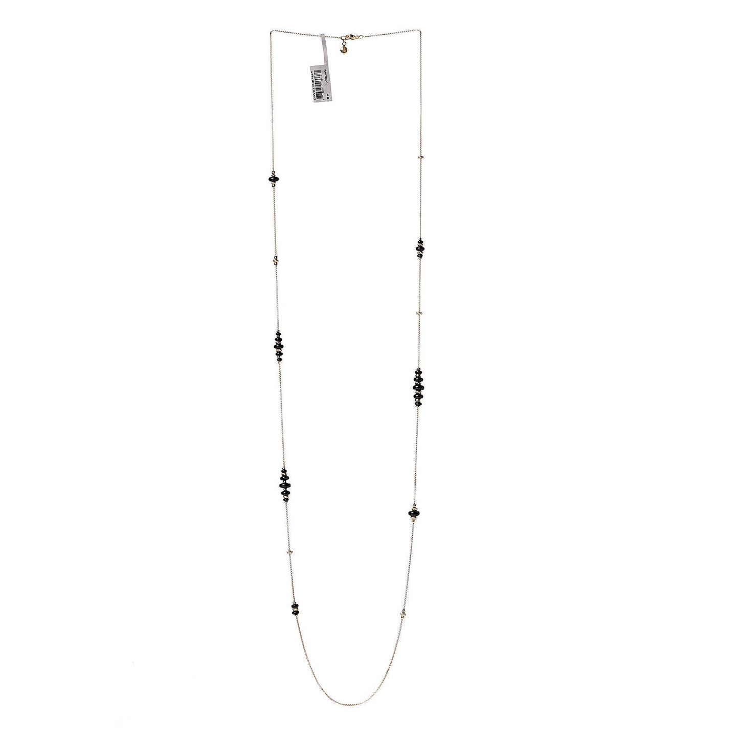 18K Yellow Gold Black Onyx Rio Rondelle Long Station Necklace