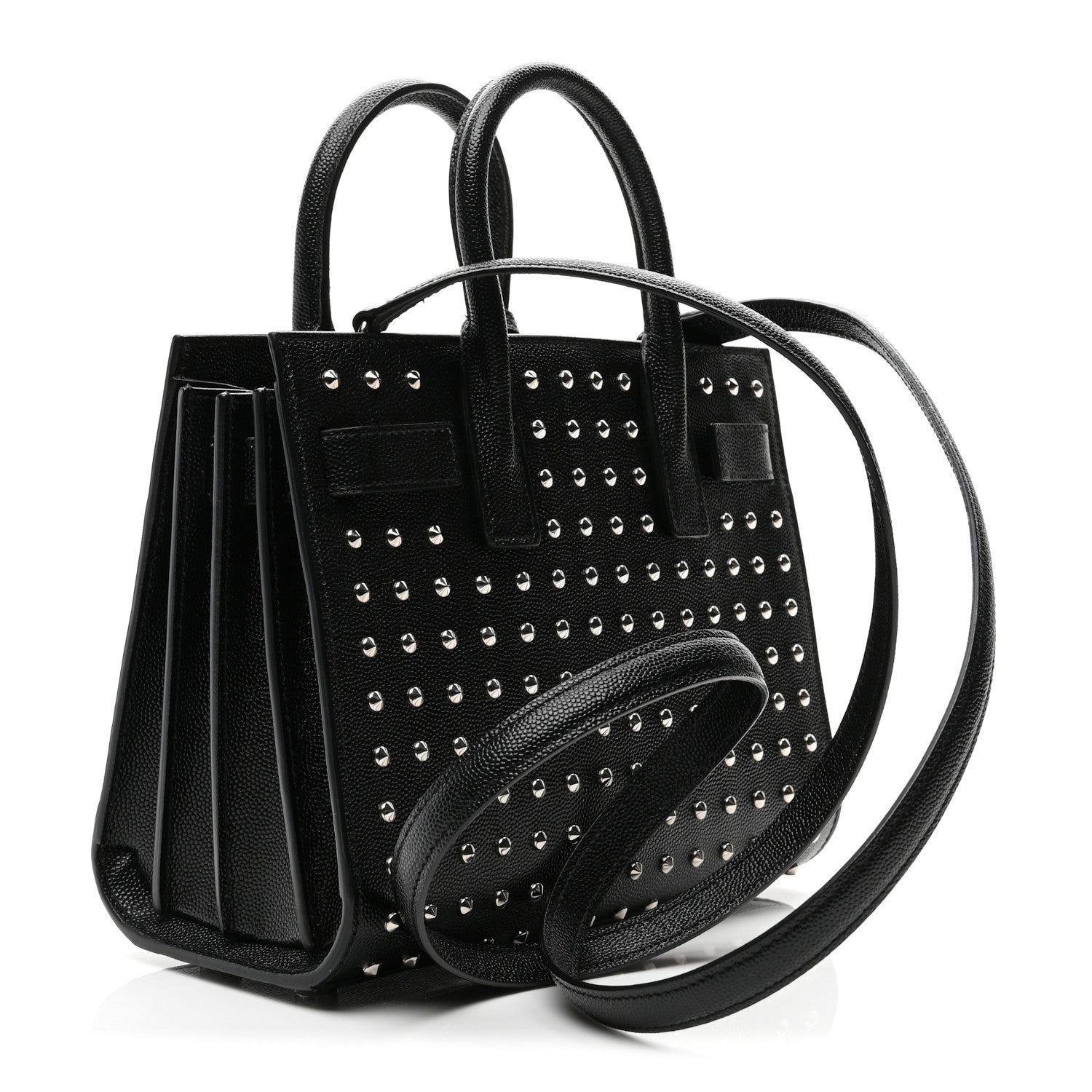 Saint Laurent Calfskin Studded Nano Sac De Jour Black 3 of 9