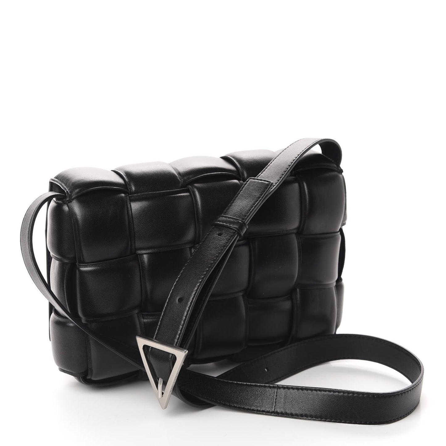 Nappa Maxi Intreccio Padded Cassette Crossbody Bag Black