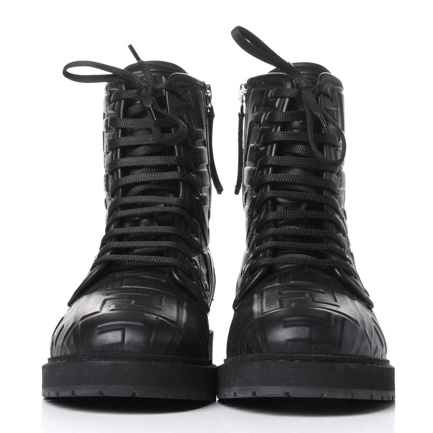 Fendi Nappa FF Embossed Womens Biker Boots 38.5 Black 2 of 10