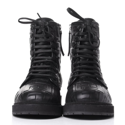 Fendi Nappa FF Embossed Womens Biker Boots 38.5 Black 2 of 10