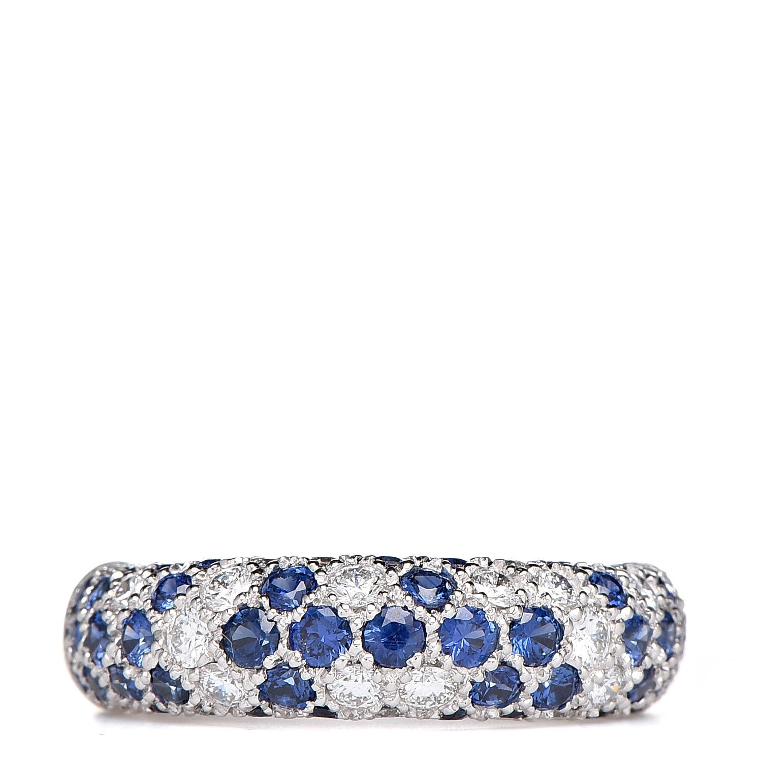 Cartier 18K White Gold Diamond Sapphire 6mm Mimi Ring 50 5.25 1 of 5