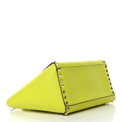 Valentino Garavani Vitello Small Rockstud Double Handle Tote Yellow Fluo 3 of 4