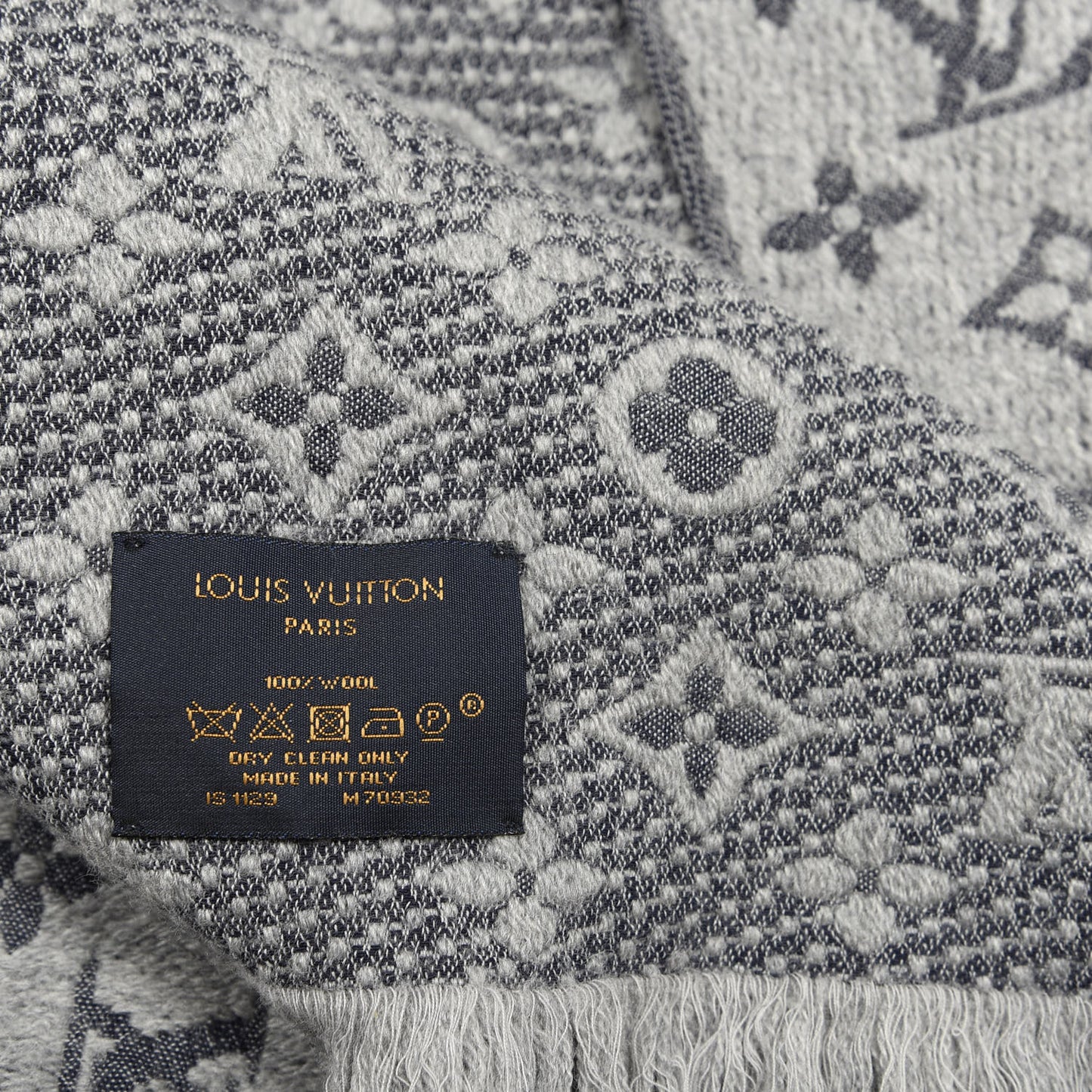 Wool Monogram Classic Scarf Grey