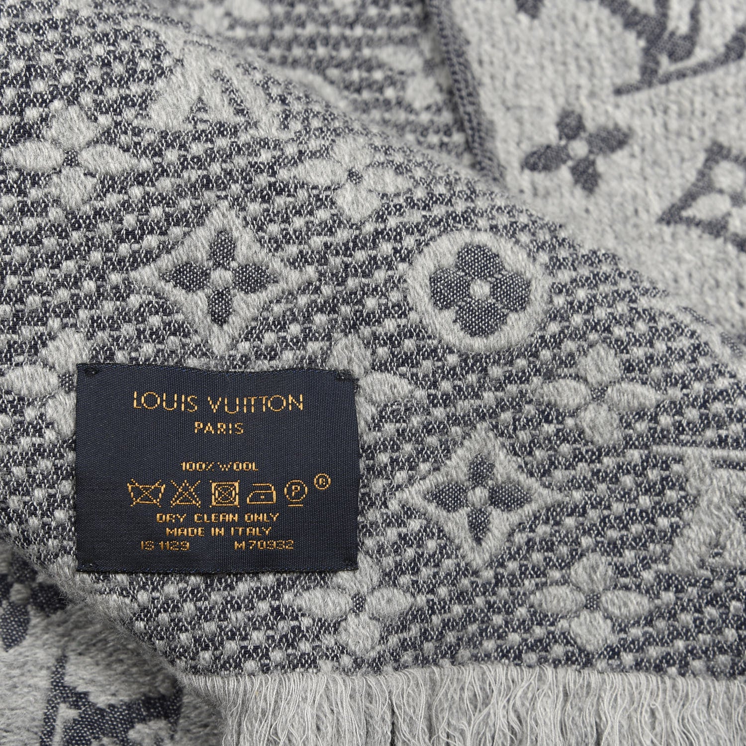 Louis Vuitton Wool Monogram Classic Scarf Grey 3 of 3