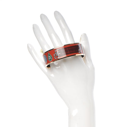 Hermes Enamel Printed Harnais Des Presidents Wide Bracelet 65 Folk 2 of 5