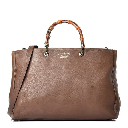 Gucci Cellarius Calfskin Large Bamboo Shopper Tote Acero 1 of 10