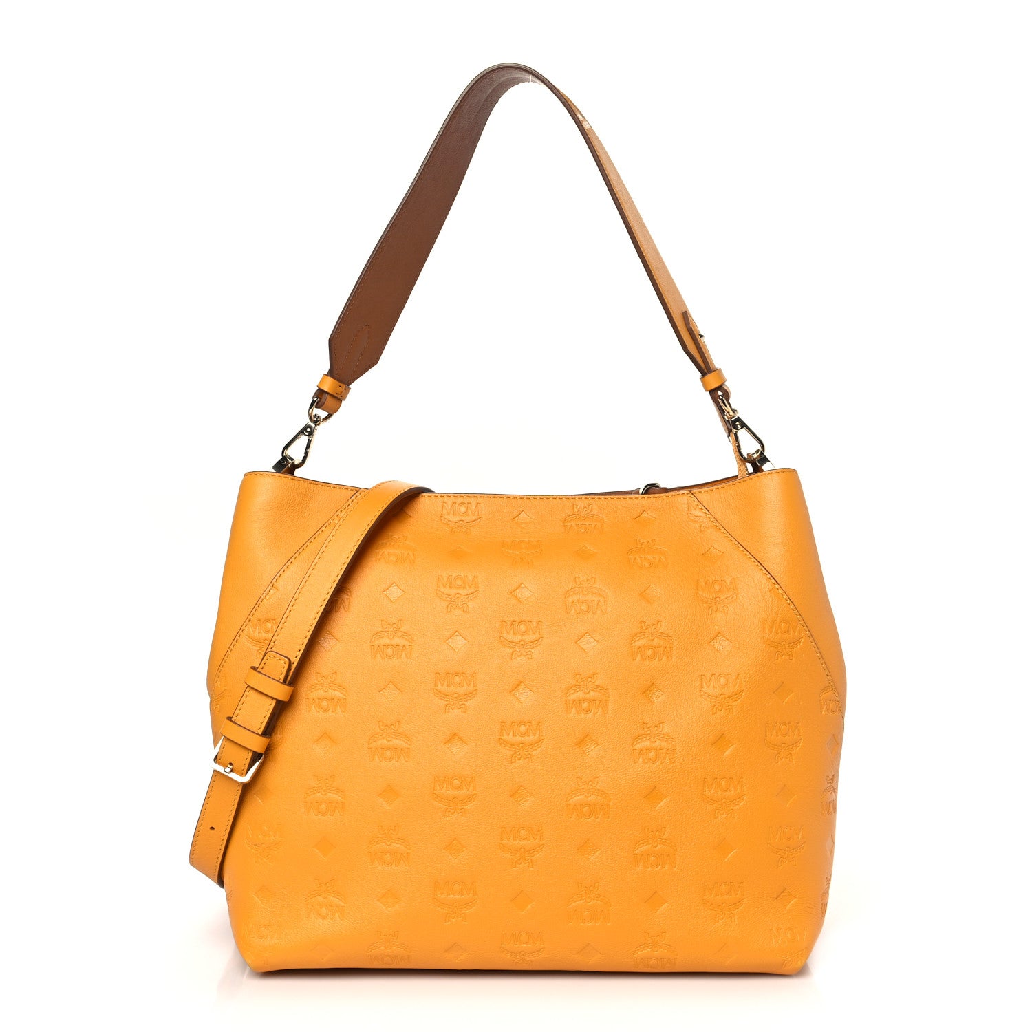 MCM Calfskin Ottomar Monogram Medium Klara Hobo Golden Mango 1 of 10