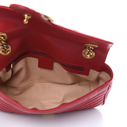 Gucci Calfskin Matelasse Small GG Marmont Shoulder Bag Hibiscus Red 4 of 12