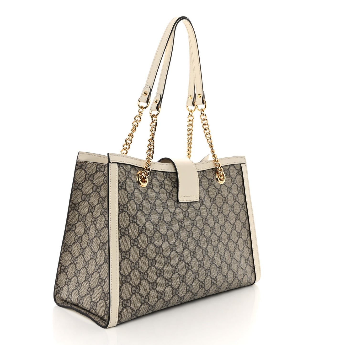GG Supreme Monogram Medium Padlock Tote White