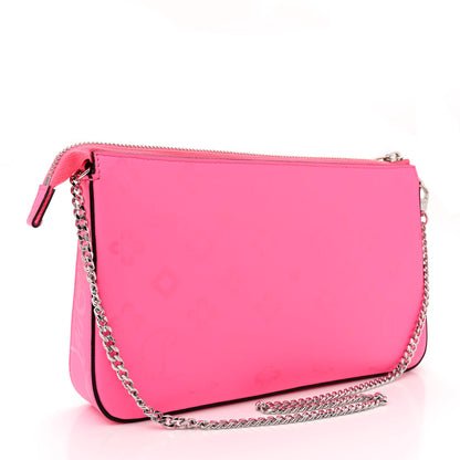 Christian Louboutin Calfskin Loubila Loubinthesky Chain Clutch Fluo Pink 3 of 11
