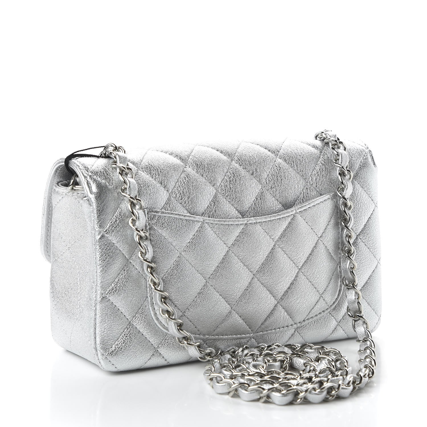 Chanel Metallic Lambskin Quilted Mini Rectangular Flap Silver 3 of 10