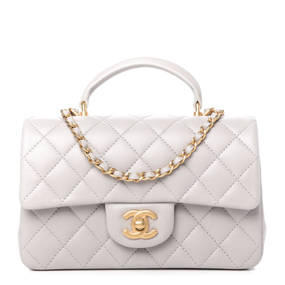 Chanel Lambskin Quilted Mini Top Handle Rectangular Flap Grey 1 of 11