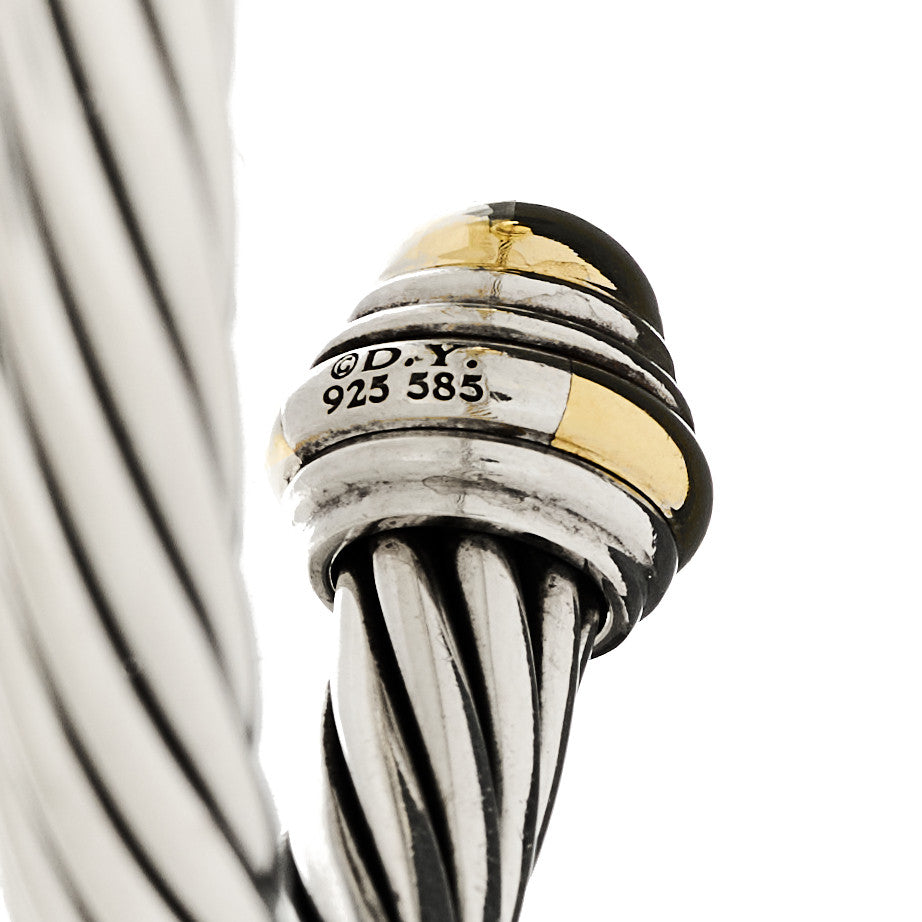 David Yurman Sterling Silver 14K Yellow Gold 7mm Cable Classics Dome Bracelet 3 of 3