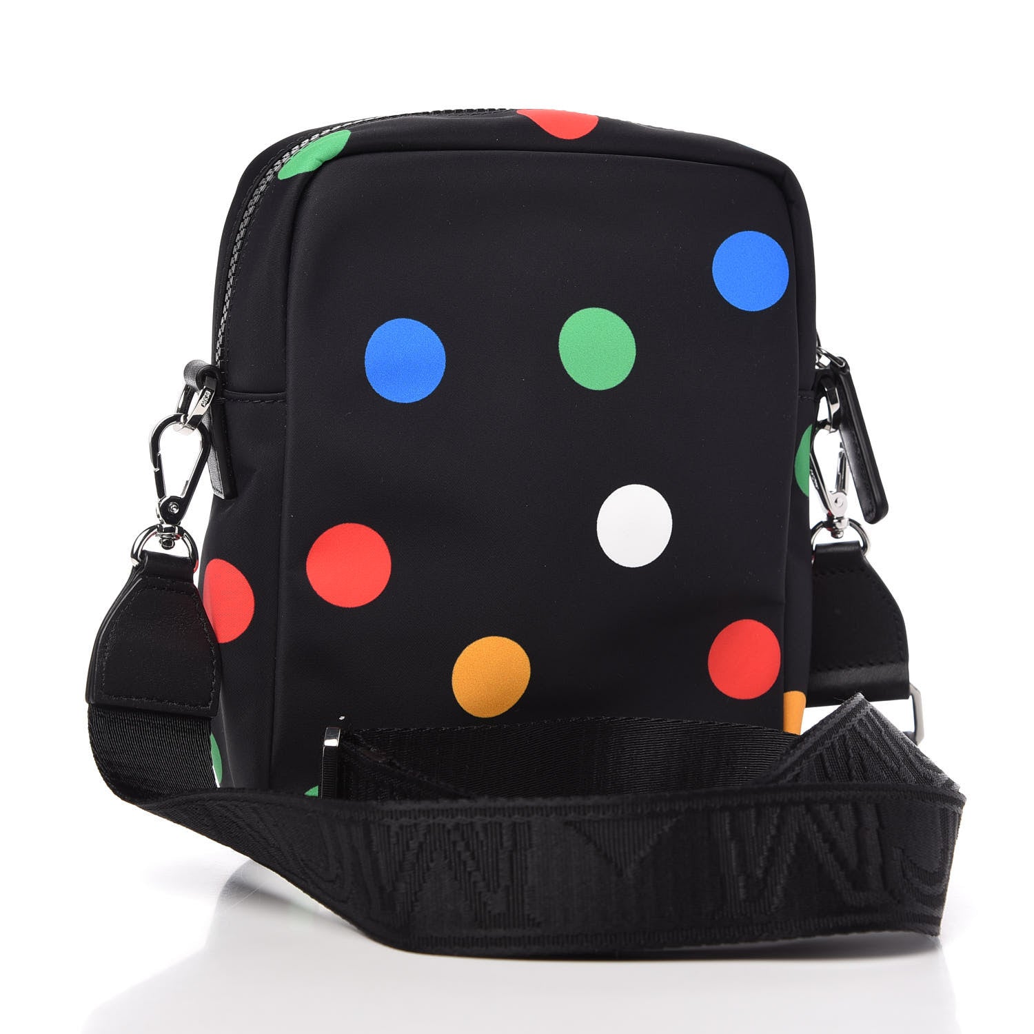 MCM Nylon Polka Dot Mini Klassic Crossbody Black 3 of 9