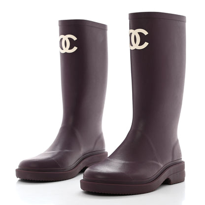Chanel Caoutchouk CC High Boots 37 Dark Purple 3 of 8