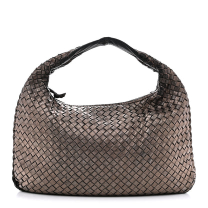 Bottega Veneta Metallic Nappa Intrecciato Medium Veneta Hobo Pewter 1 of 13