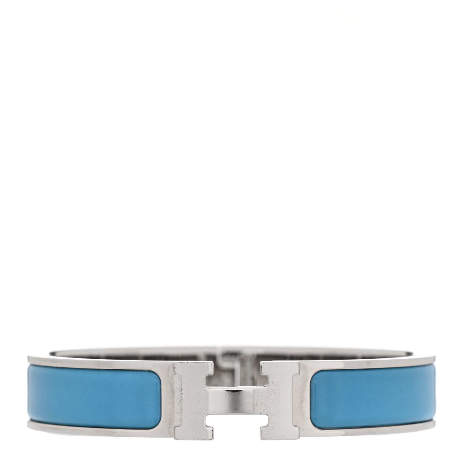 Hermes Enamel Narrow Clic Clac H Bracelet GM Blue Jean 1 of 9