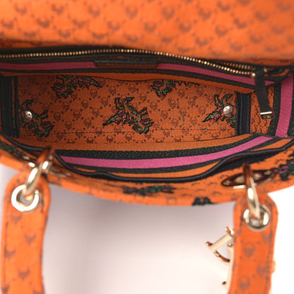 Christian Dior Canvas Embroidered Dino Medium Lady D-Lite Orange Multicolor 5 of 10