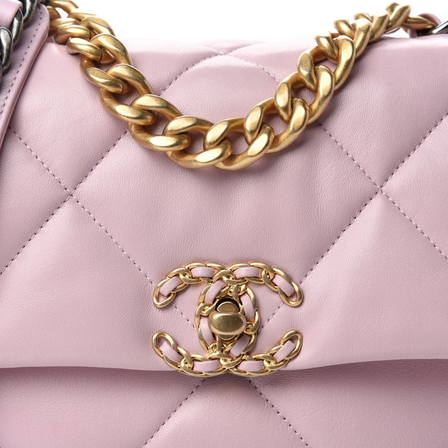 Lambskin Quilted Medium Chanel 19 Flap Light Pink
