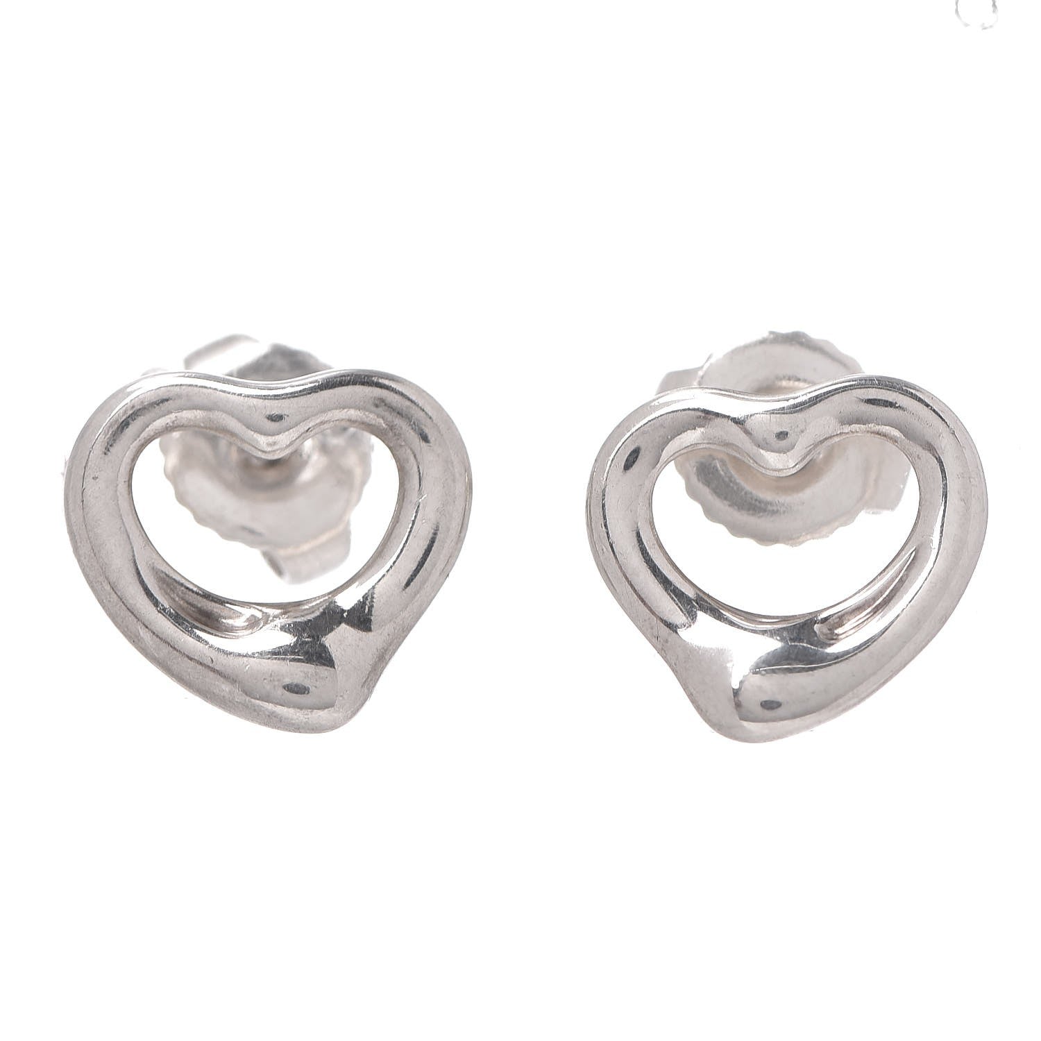 Tiffany Sterling Silver 11mm Elsa Peretti Open Heart Earrings 1 of 4