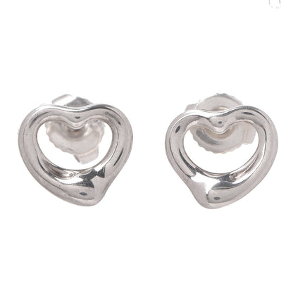 Tiffany Sterling Silver 11mm Elsa Peretti Open Heart Earrings 1 of 4