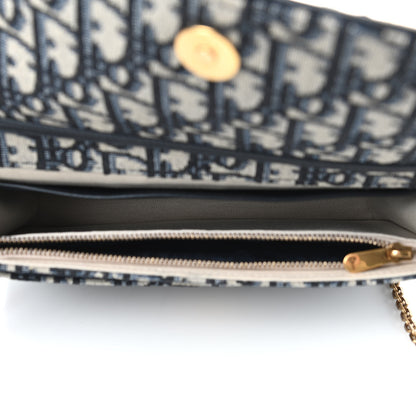 Christian Dior Oblique Saddle Chain Pouch Blue 5 of 9