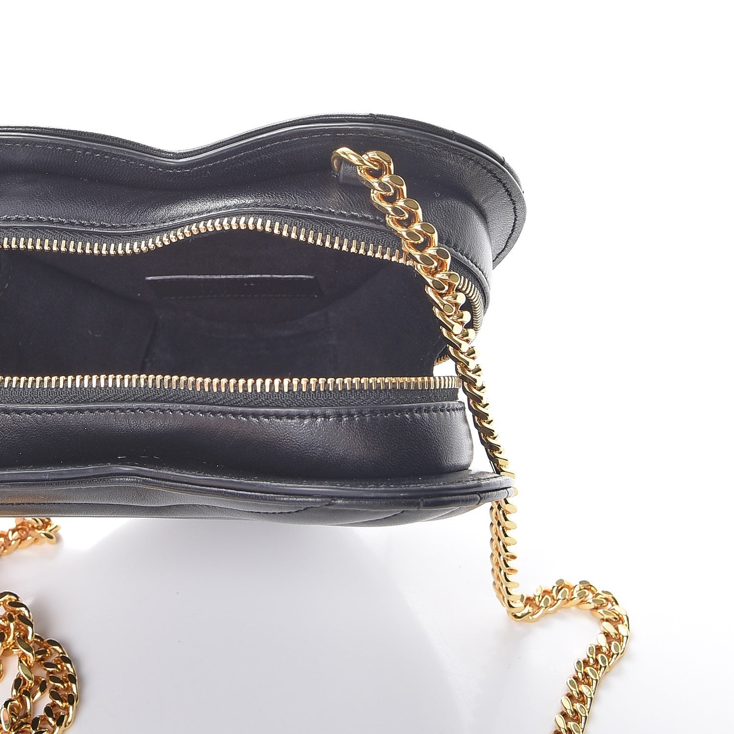 Saint Laurent Lambskin Matelasse Chevron Monogram Small Love Heart Chain Bag Black 6 of 8