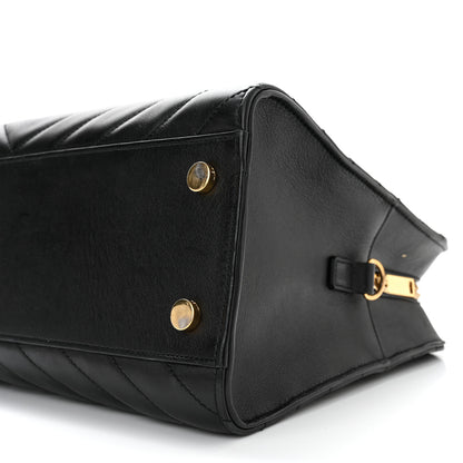 Saint Laurent Calfskin Matelasse Chevron Small Monogram Cabas Black 10 of 12