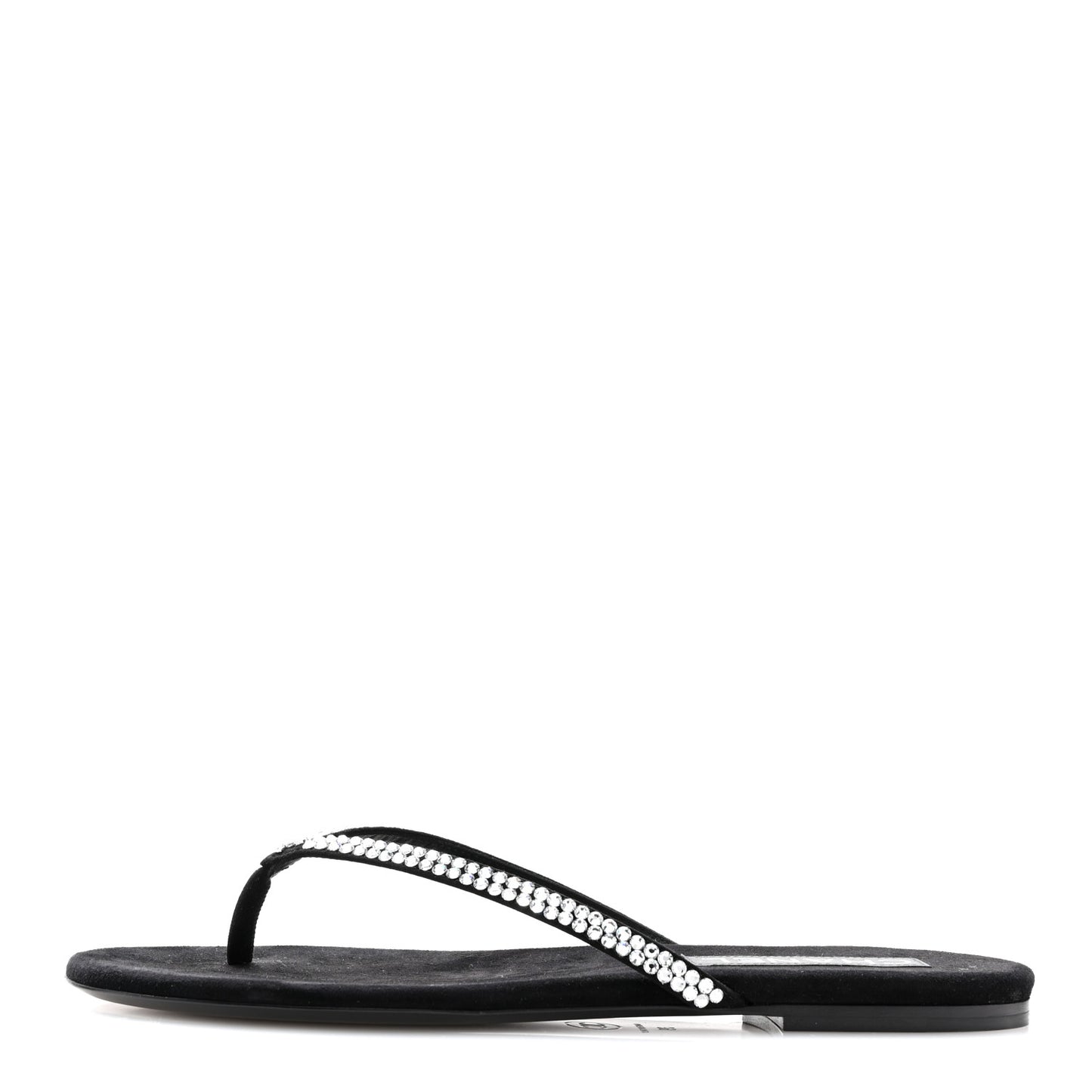 Suede Kidskin Strass CC Thong Sandals 39 Black