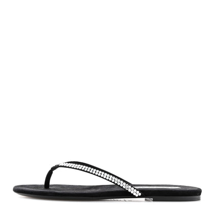 Chanel Suede Kidskin Strass CC Thong Sandals 39 Black 1 of 11