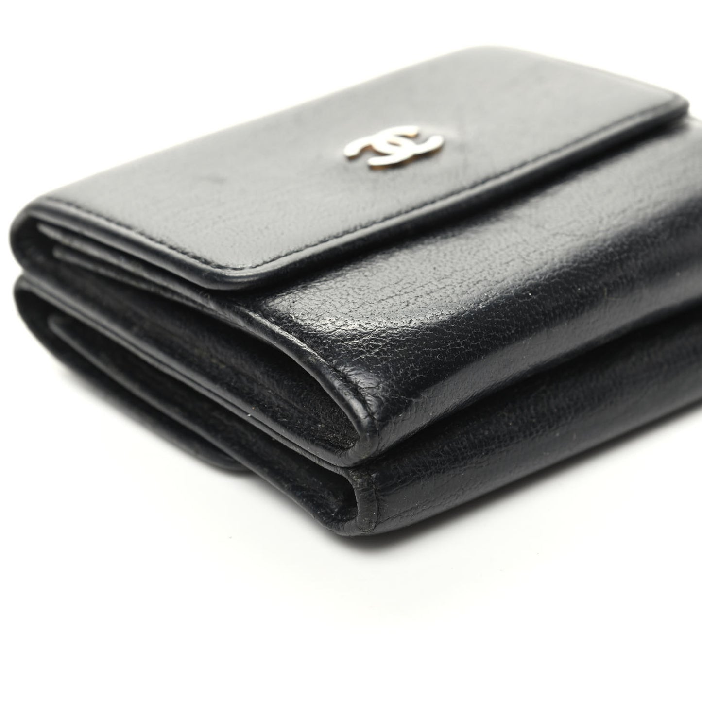 Goatskin Compact Double Sided Wallet Black