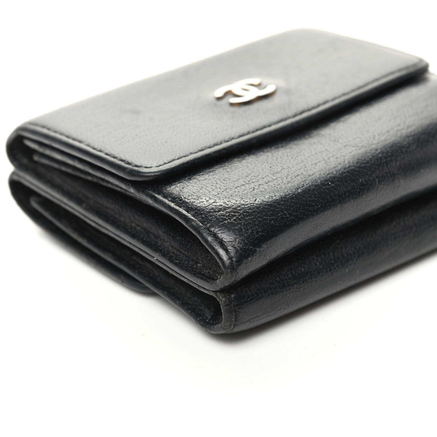 Chanel Goatskin Compact Double Sided Wallet Black 11 of 12