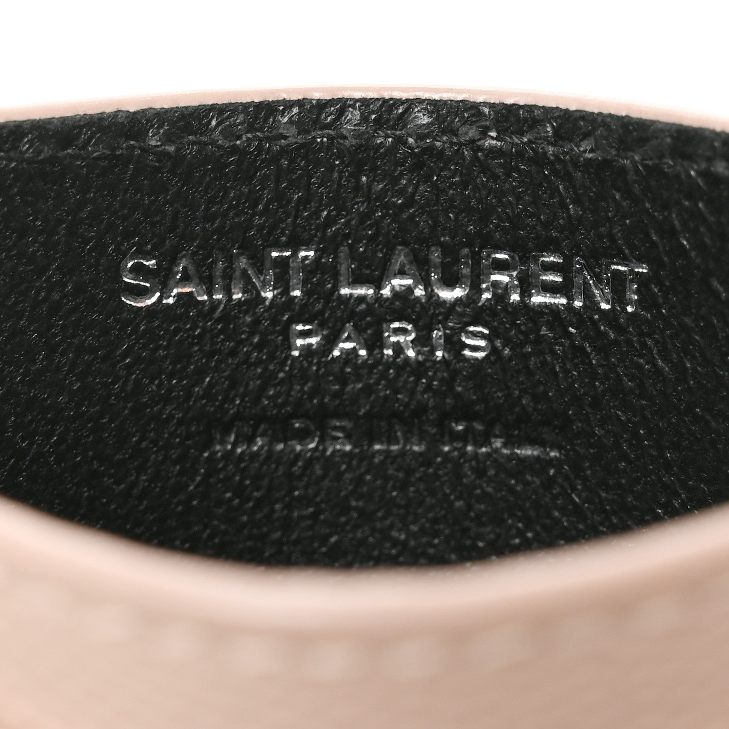Saint Laurent Grain De Poudre Matelasse Chevron Monogram Credit Card Case Marble Pink 6 of 6