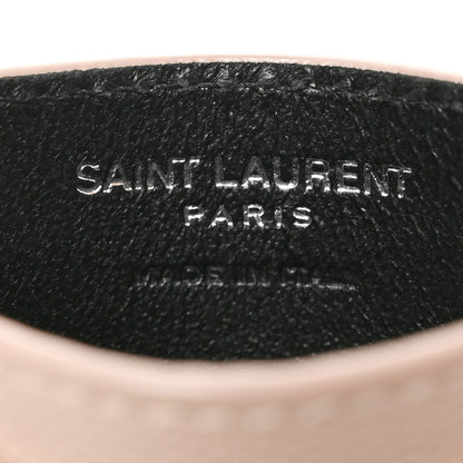 Saint Laurent Grain De Poudre Matelasse Chevron Monogram Credit Card Case Marble Pink 6 of 6
