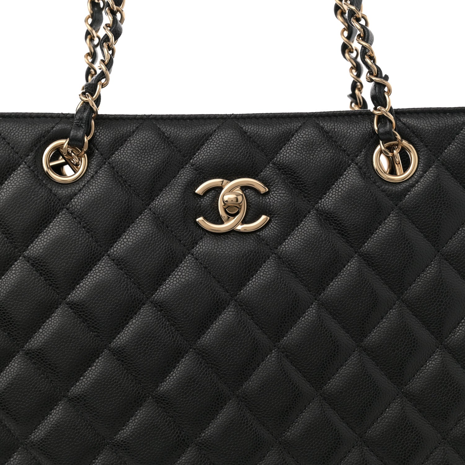 Chanel Caviar Quilted Large CC Shopping Tote Black 8 of 10