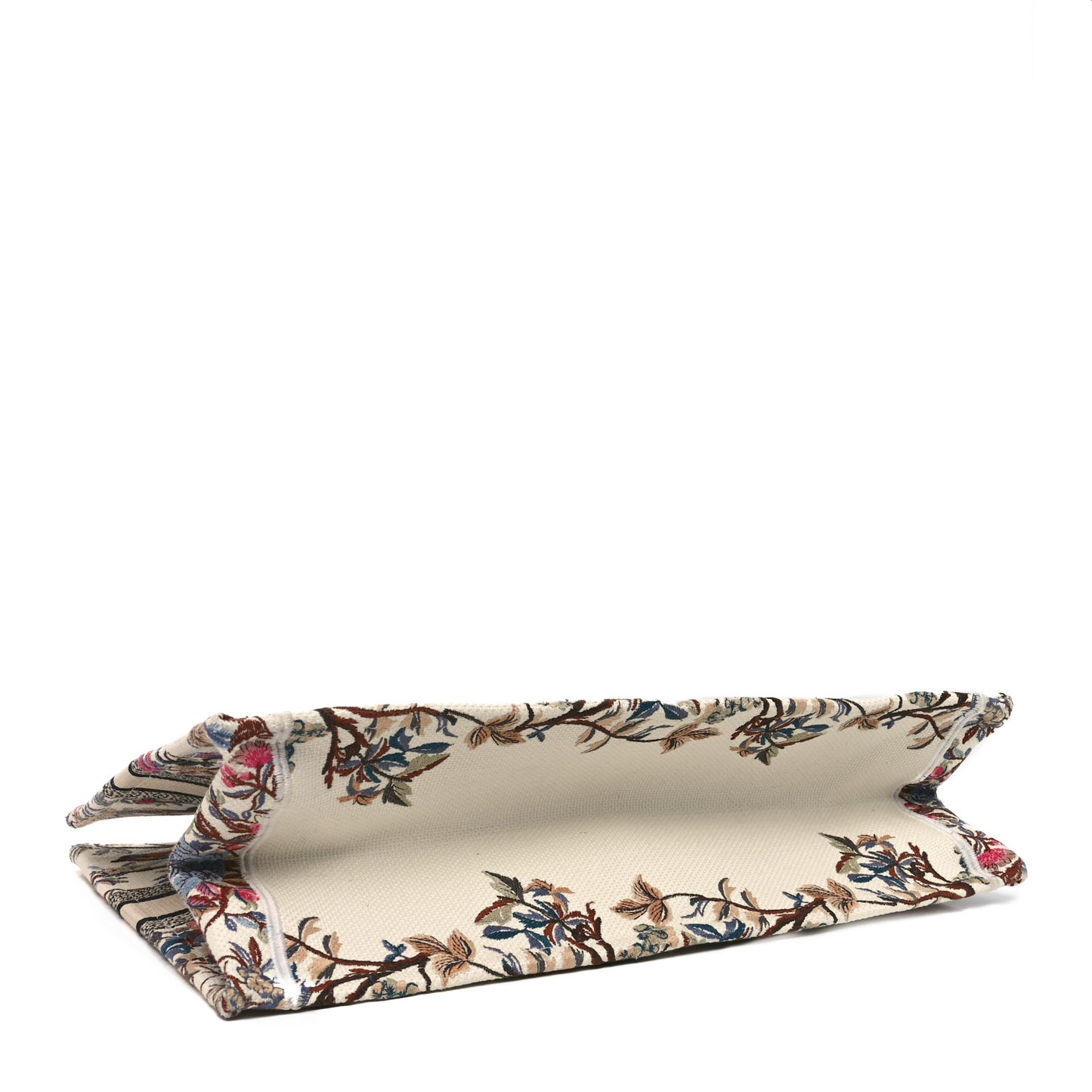 Canvas Embroidered Large Jardin D'Hiver Book Tote Latte Multicolor