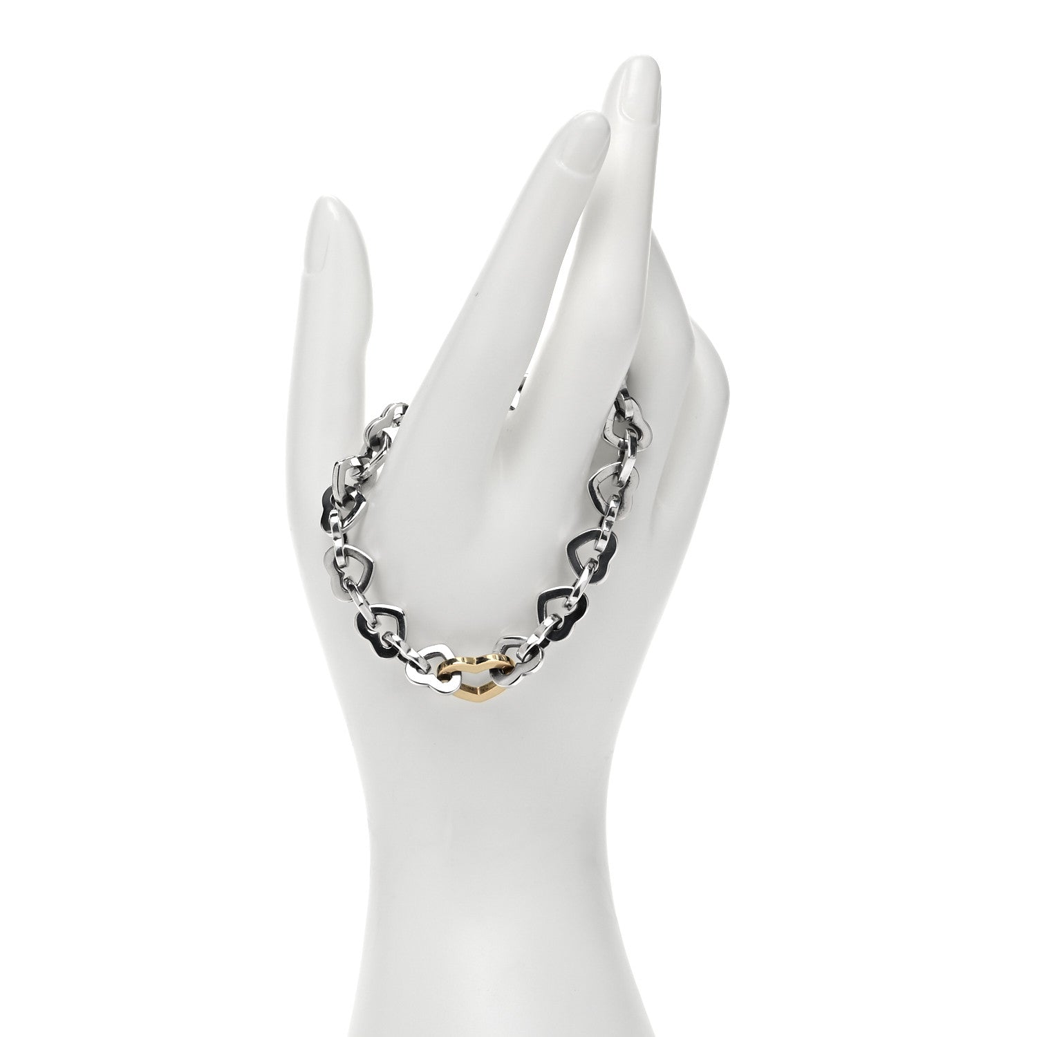 Tiffany Sterling Silver 18K Yellow Gold Heart Links Bracelet 2 of 4