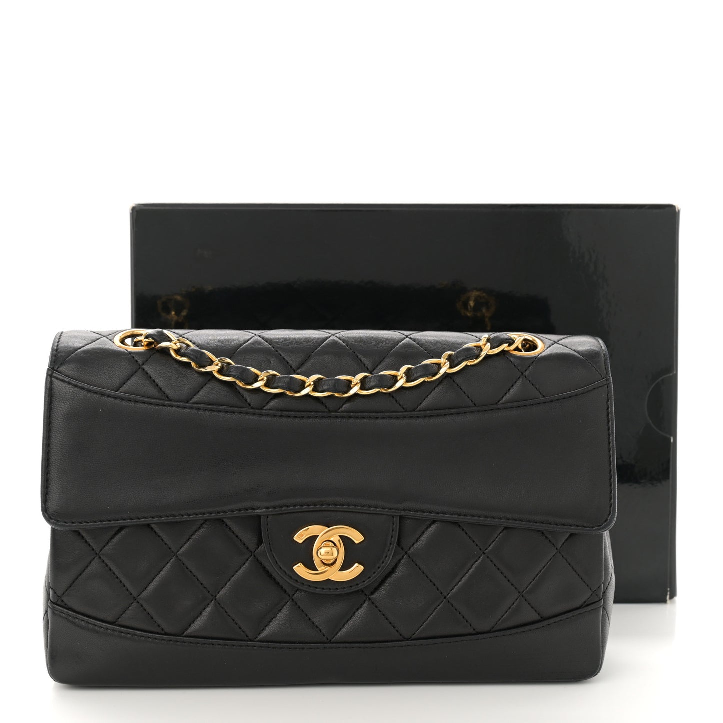 Lambskin Quilted Small Single Flap With Pouch Black