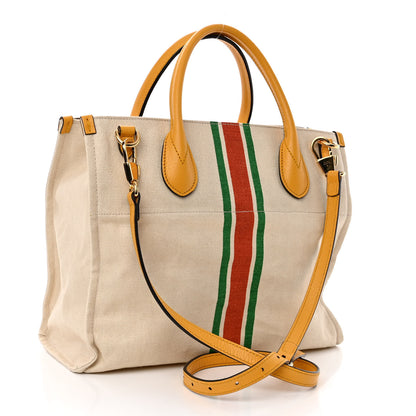 Gucci Vintage Canvas Calfskin Web Foldable Tote 3 of 10