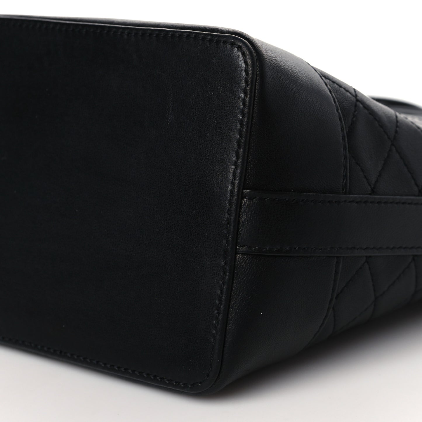 Lambskin Quilted Small Emmanuelle Bucket Bag Black